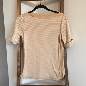Ralph Lauren Beige Striped Short Sleeve Top